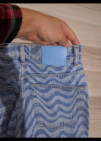 Pull and bear Mavi Zebra Desenli Jean - Görsel 5