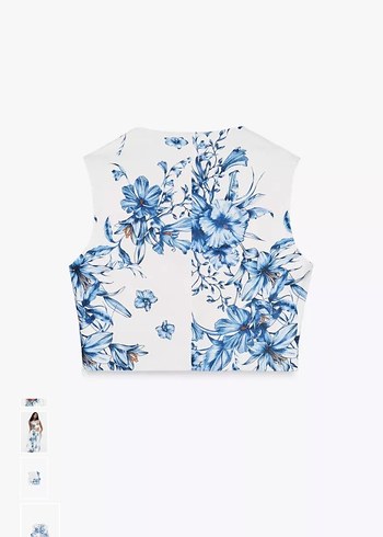 Zara Mavi Çiçek Desenli Straplez Bustiyer - Görsel 6