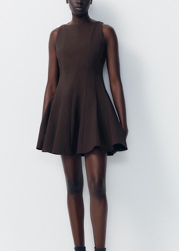 Zara Kahverengi Elbise - Görsel 3