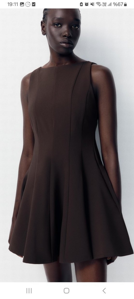 Zara Kahverengi Elbise - Görsel 4