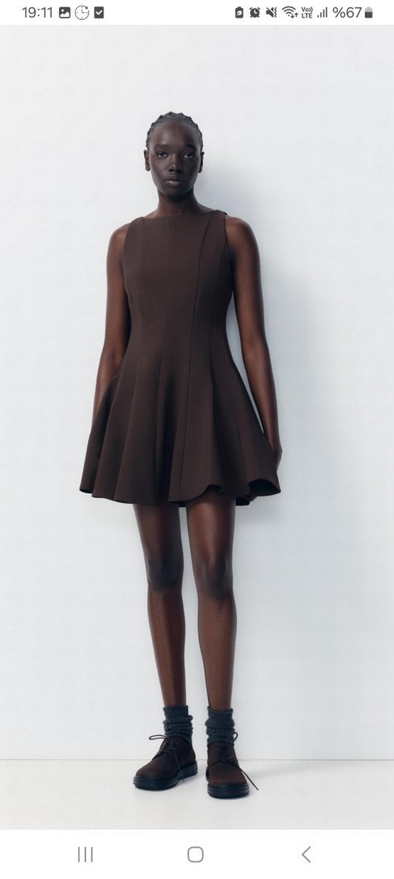 Zara Kahverengi Elbise - Görsel 3