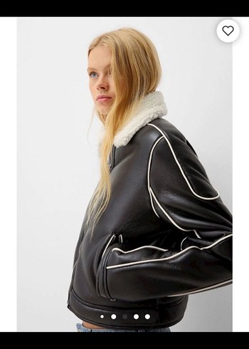 Bershka Kürk Detaylı Siyah Deri Kadın Ceket - Görsel 3