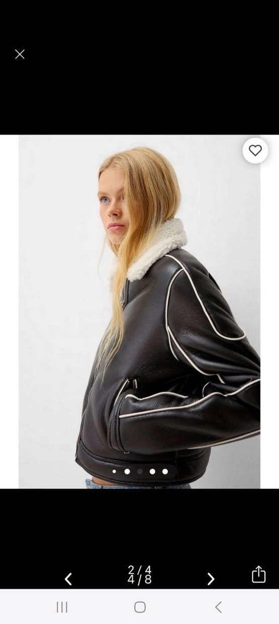 Bershka Kürk Detaylı Siyah Deri Kadın Ceket - Görsel 3