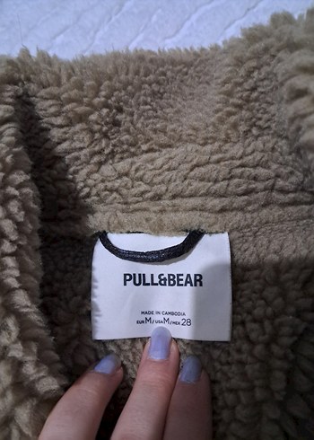 Kürk Detaylı Siyah Deri Kadın Ceket pull and bear - Görsel 4