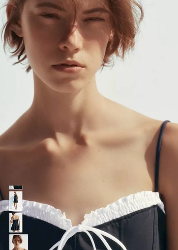 Zara Kurdele Detaylı Mini Elbise - Görsel 8