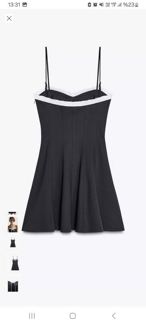 Zara Kurdele Detaylı Mini Elbise - Görsel 4