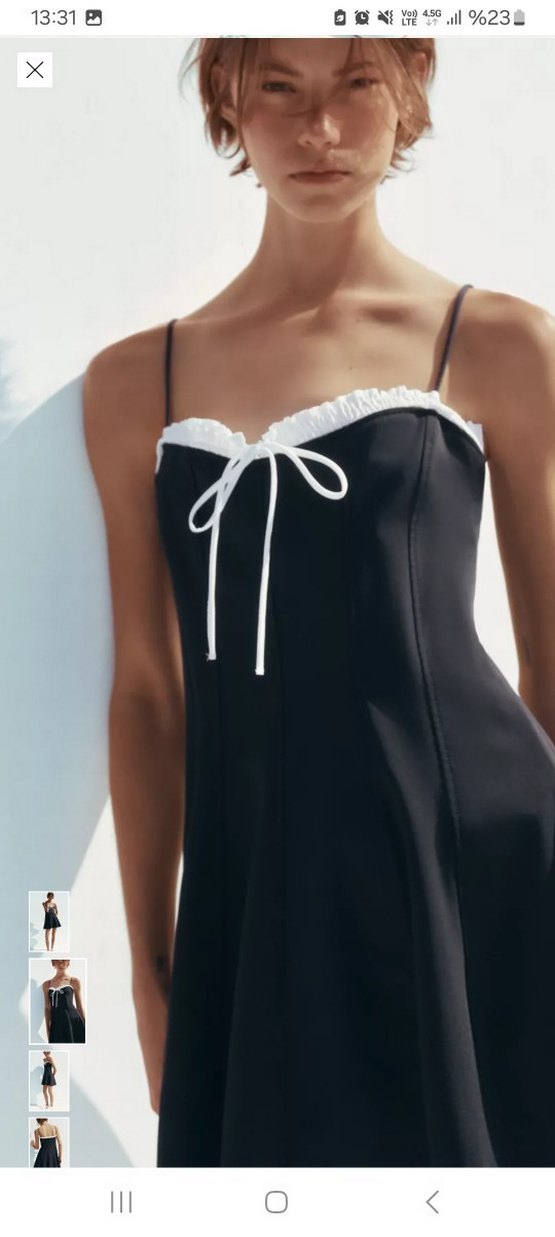 Zara Kurdele Detaylı Mini Elbise - Görsel 2