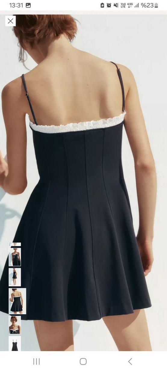 Zara Kurdele Detaylı Mini Elbise - Görsel 5