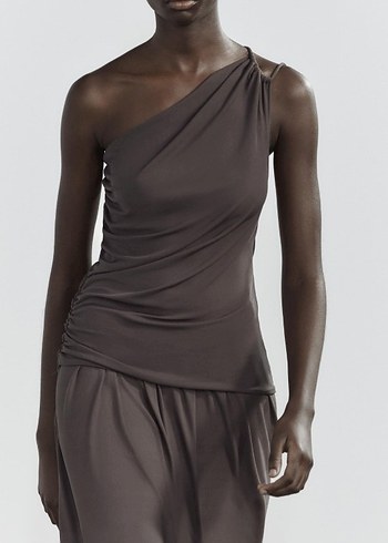 Zara Tek Omuzlu Drapeli Bluz - Görsel 5