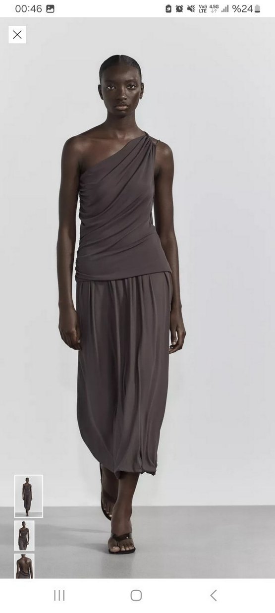 Zara Tek Omuzlu Drapeli Bluz - Görsel 2