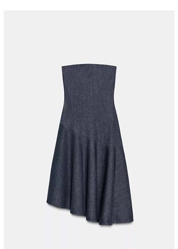 Zara Midi Kot Straplez Kadın Elbise - Görsel 6