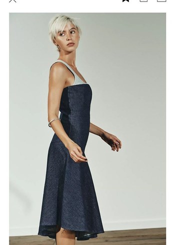 Zara Midi Kot Straplez Kadın Elbise - Görsel 5