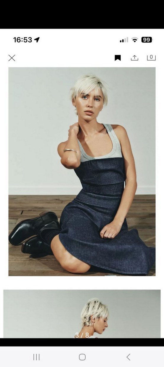 Zara Midi Kot Straplez Kadın Elbise - Görsel 3