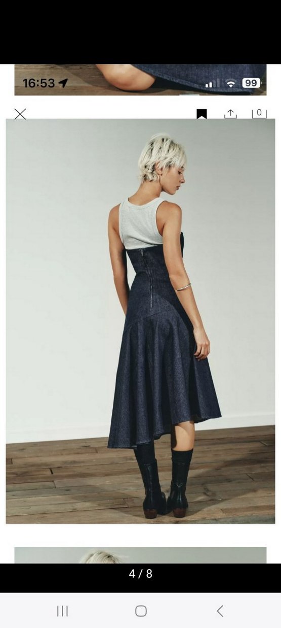 Zara Midi Kot Straplez Kadın Elbise - Görsel 4