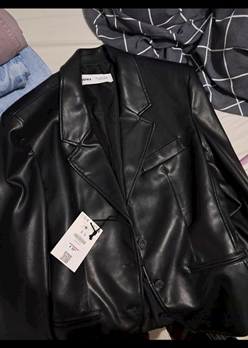 bershka deri blazer ceket - Görsel 5