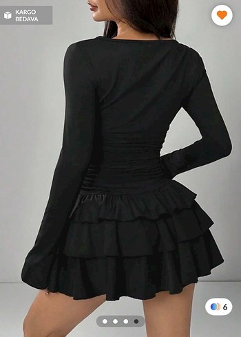 Eteği kat kat volanlı mini elbise - Görsel 4