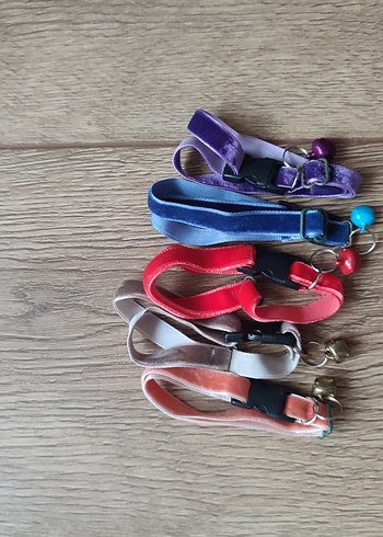 Renkli Kadife Kedi Tasması 5li - Görsel 2