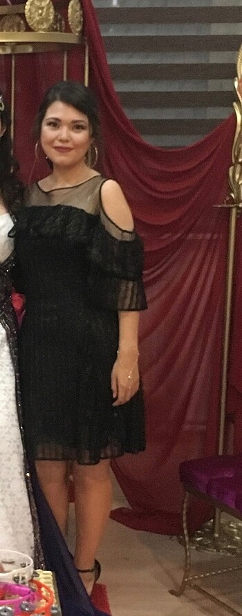 m Beden siyah Renk Siyah Kısa Abiye Elbise