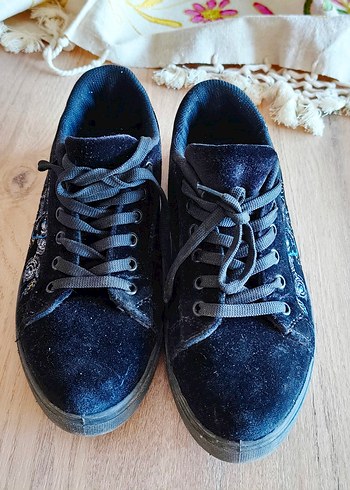 art Bella Nakışlı Siyah Kadın Kot Spor Ayakkabı - Görsel 2