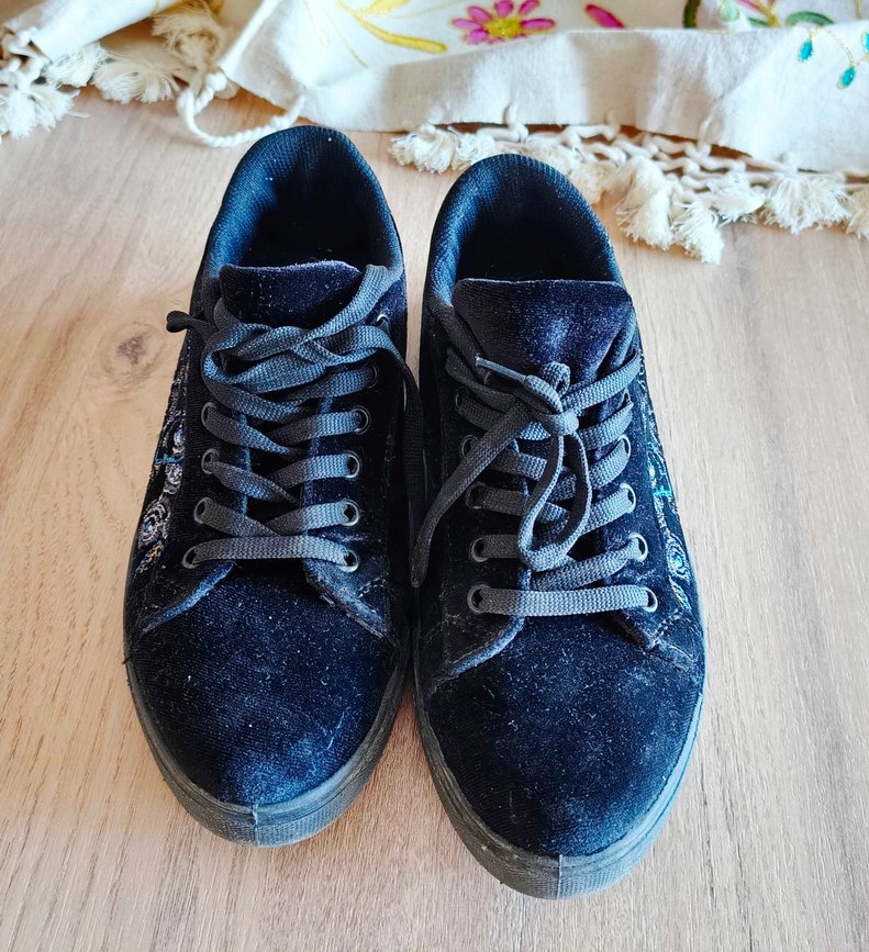 art Bella Nakışlı Siyah Kadın Kot Spor Ayakkabı - Görsel 2