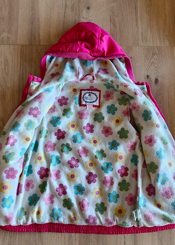 Kız Çocuk Pembe Kapüşonlu Fermuarlı Yelek - Görsel 2