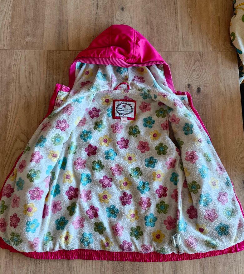 Kız Çocuk Pembe Kapüşonlu Fermuarlı Yelek - Görsel 2