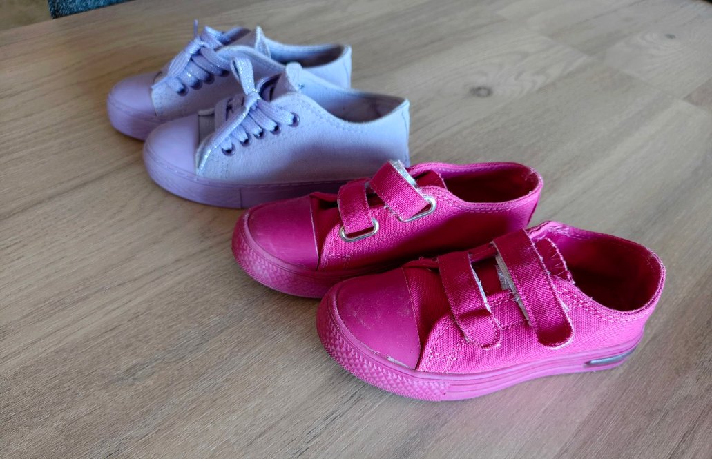 Kız Çocuk Pembe Cırtcırtlı Spor Ayakkabı 2 adet - Görsel 2