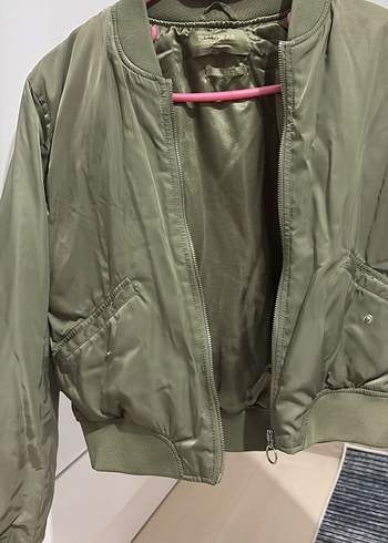 38 Beden haki Renk Kadın Haki Fermuarlı Street Wear Ceket