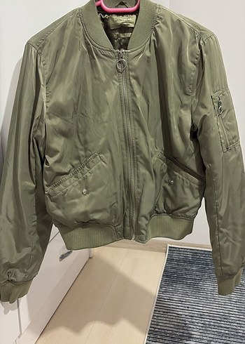 38 Beden Kadın Haki Fermuarlı Street Wear Ceket