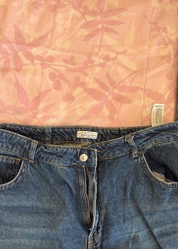 46 Beden mavi Renk Kadın Mavi Bol Kesim Midi Denim Pantolon