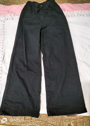 Siyah Bol Kesim Kot Pantolon
