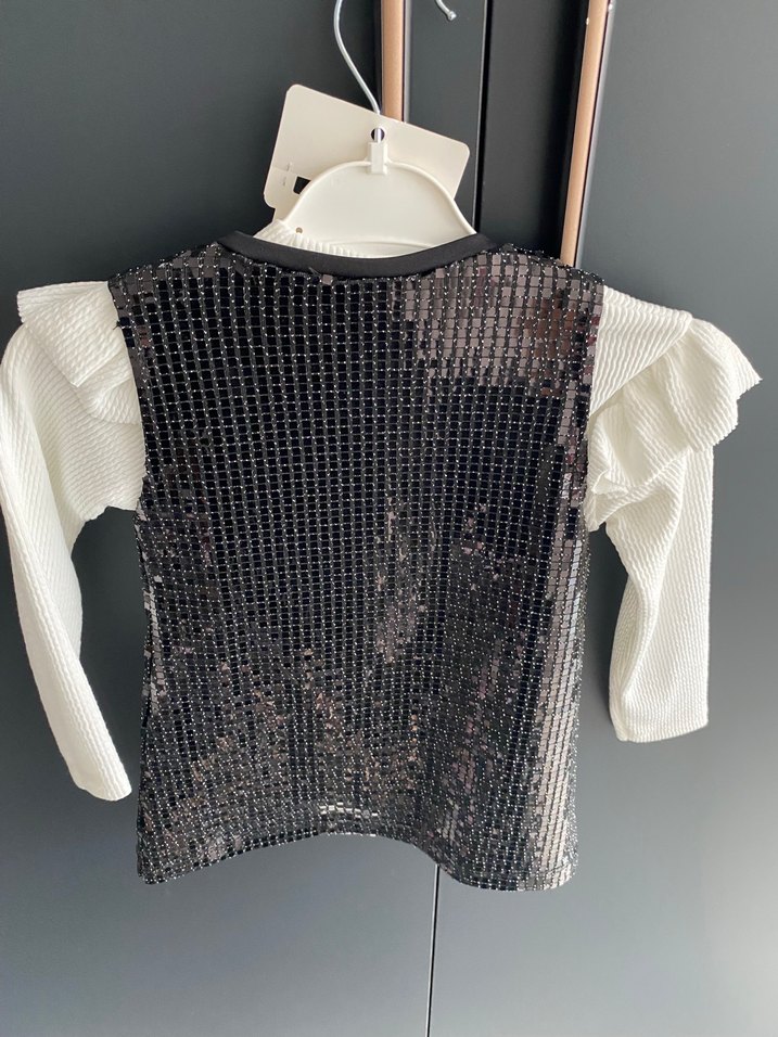 Kız Bebek Uzun Kollu Payetli Üst ve Saç Bandı - Görsel 3