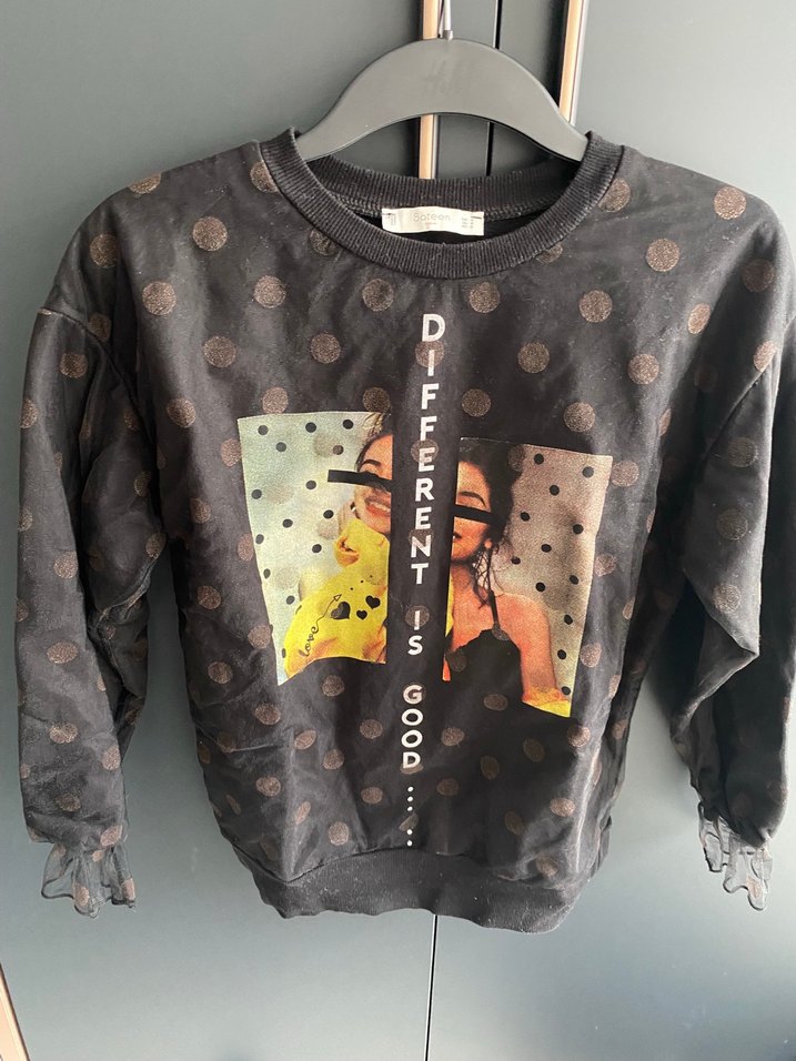 Gri Baskılı Uzun Kollu Sweatshirt - Görsel 2