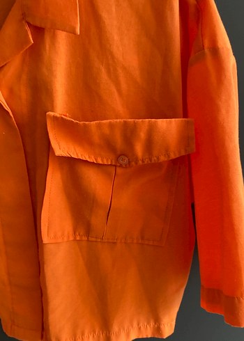 Düğmeli Kısa Turuncu  Gömlek - Görsel 3