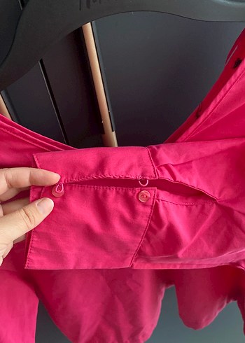 Pembe büzgülü bluz - Görsel 2