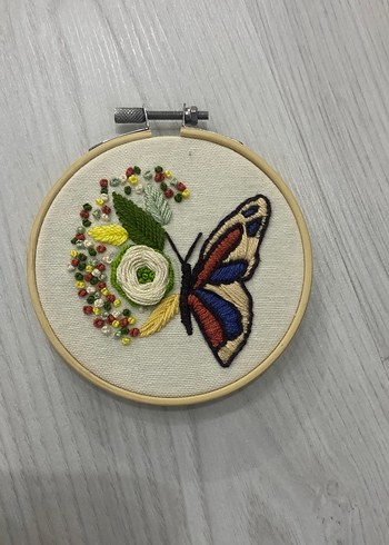 Bohem Kelebek ve Çiçek Nakış Kasnak