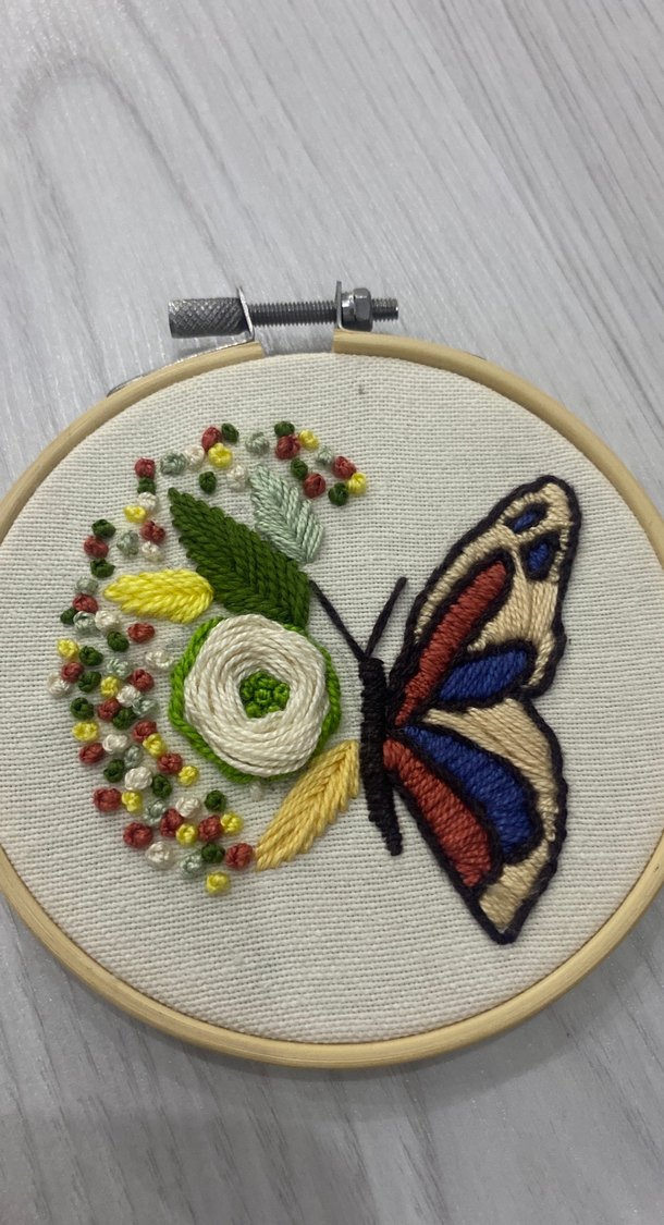 Bohem Kelebek ve Çiçek Nakış Kasnak - Görsel 2