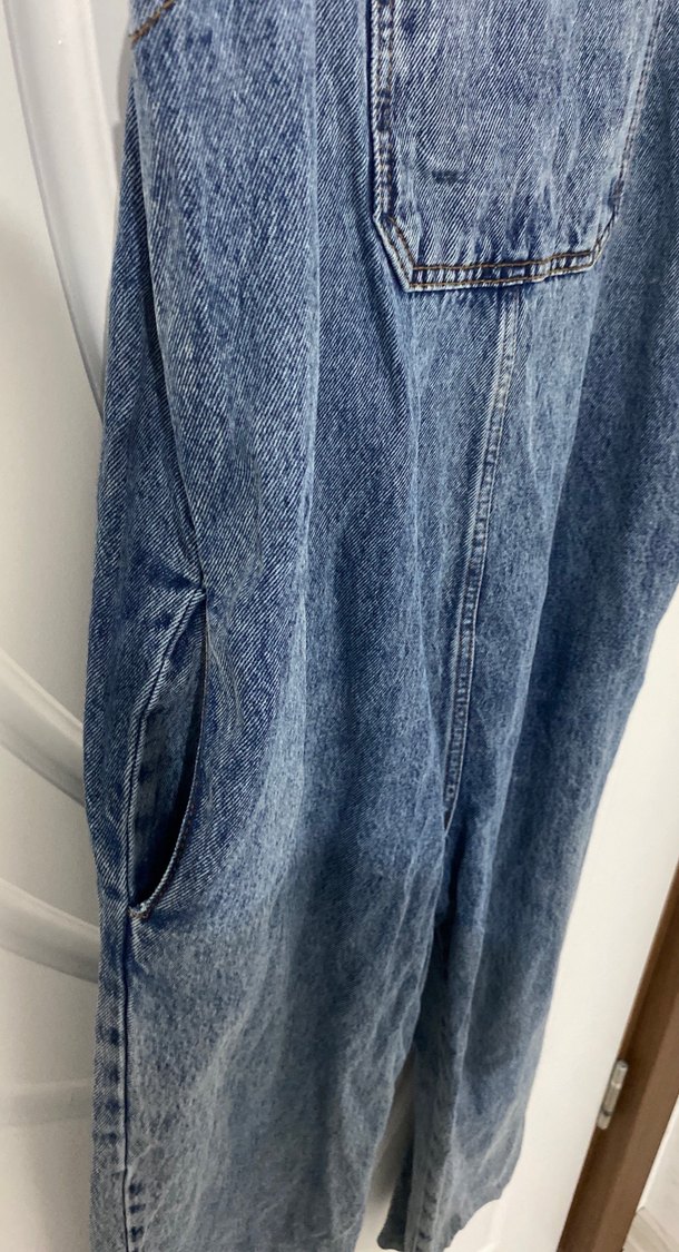 Kadın Mavi Denim Uzun Tulum, hamileyken kullanıyordum - Görsel 2