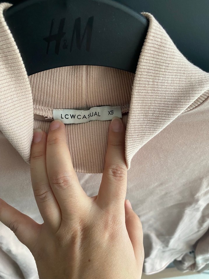 Bej Yüksek Yakalı Kadın Sweatshirt - Görsel 2