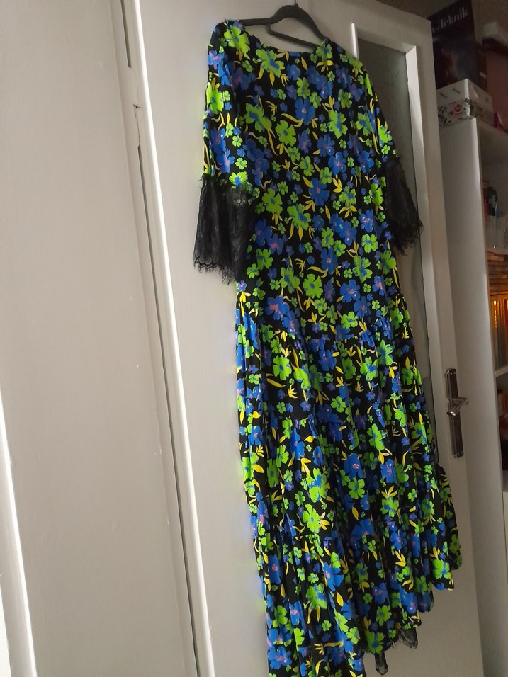 Çiçek Desenli Uzun Bohem Elbise - Görsel 3