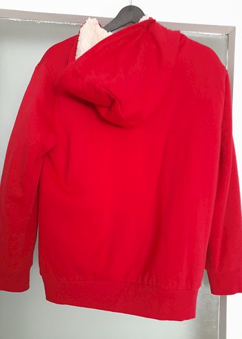 Kırmızı Fermuarlı Peluş Sweatshirt - Görsel 7