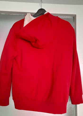 Kırmızı Fermuarlı Peluş Sweatshirt - Görsel 4