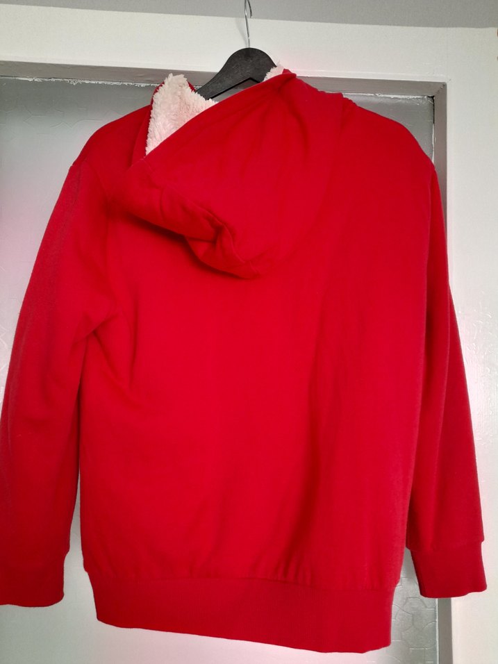 Kırmızı Fermuarlı Peluş Sweatshirt - Görsel 4