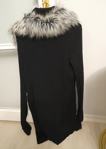 Gri Kürklü Uzun Kollu Kadın Hırka - Görsel 5