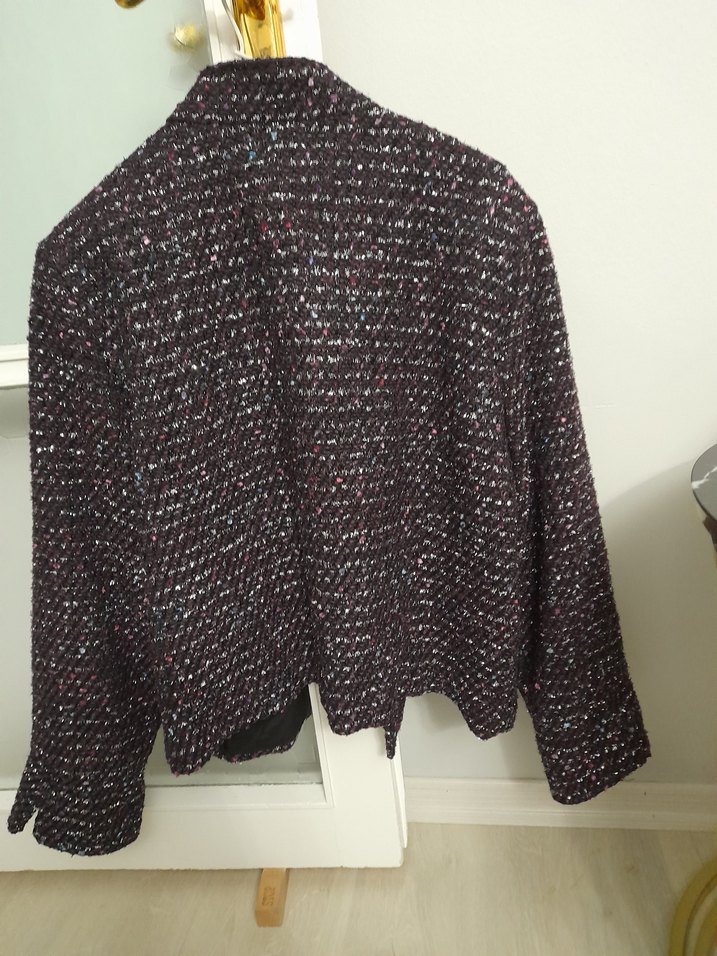 Mor Düğmesine  Midi Kadın Ceket - Görsel 4