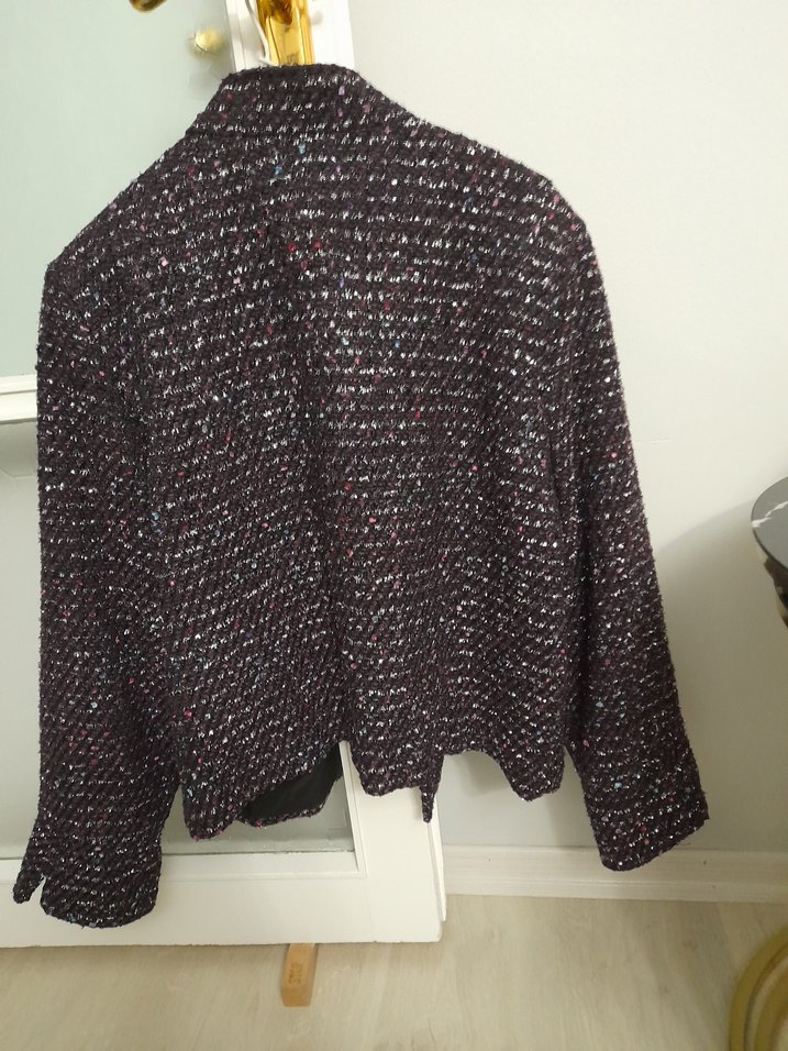 Mor Düğmesine  Midi Kadın Ceket - Görsel 3