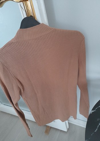 Bej Yüksek Yakalı Triko Kadın Kazak - Görsel 5