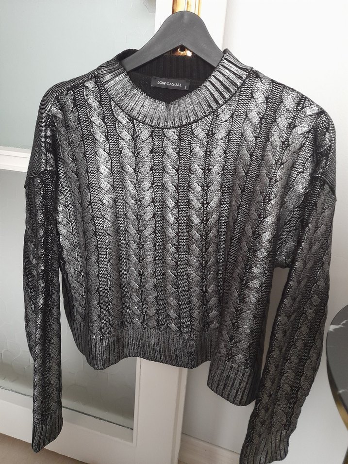 Gri Örgü Kadın Kazak - Görsel 2