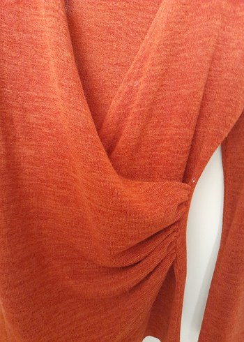 tarçın rengi vYakalı Örgü Kadın Kazak - Görsel 2