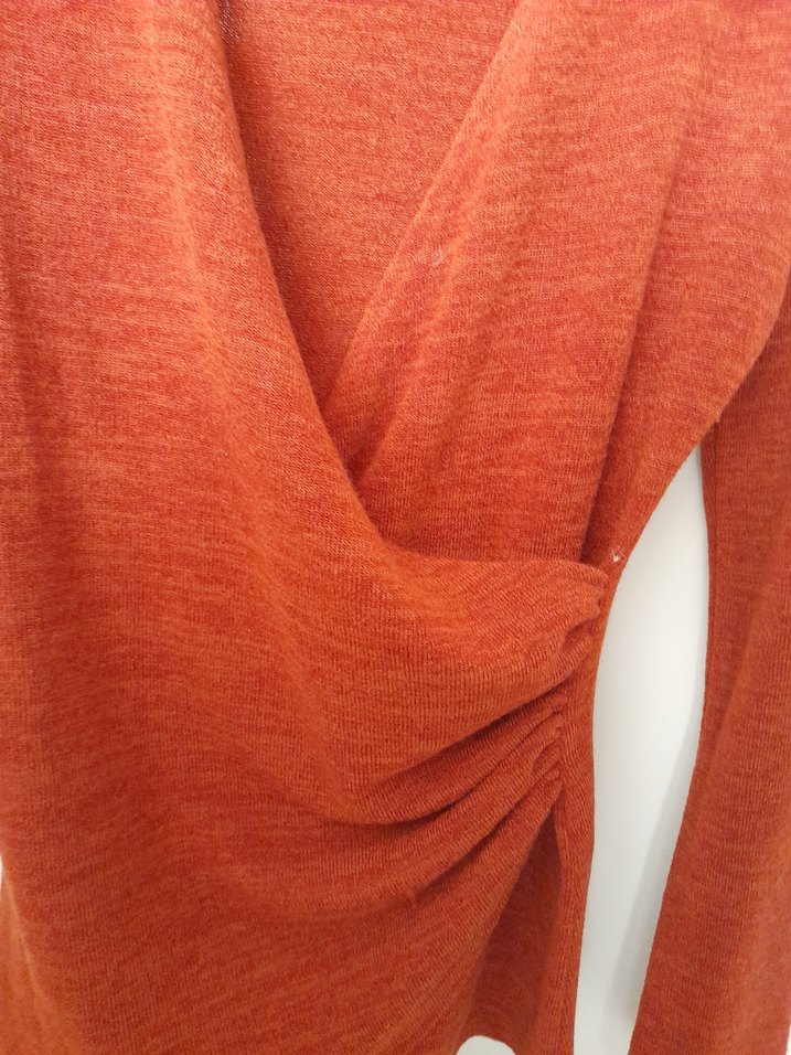 tarçın rengi vYakalı Örgü Kadın Kazak - Görsel 2